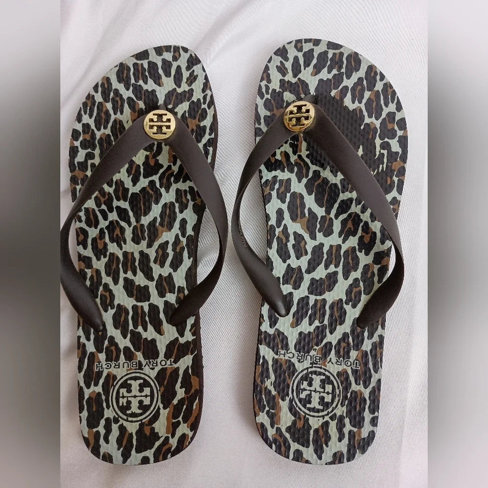 Tory Burch‎ Animal Print Sandals with Gold Accent (#131)